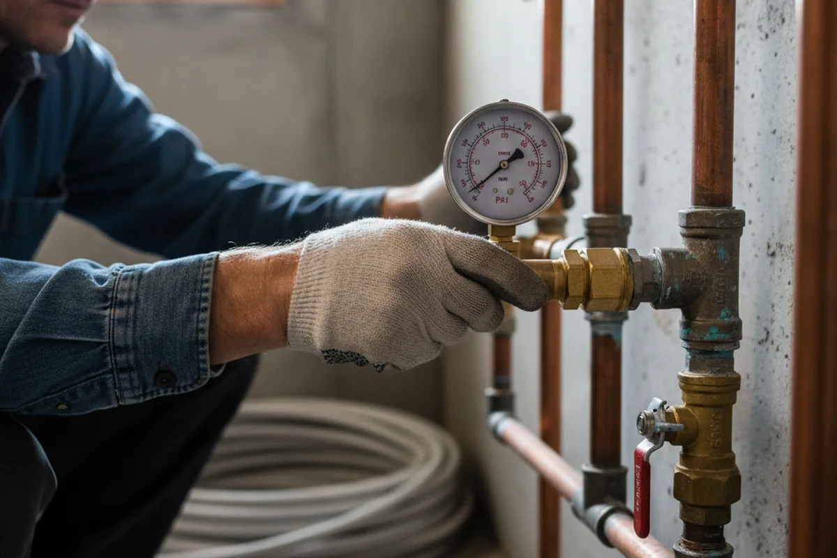 Pressure testing a repaired line during Water Line Repair in King George